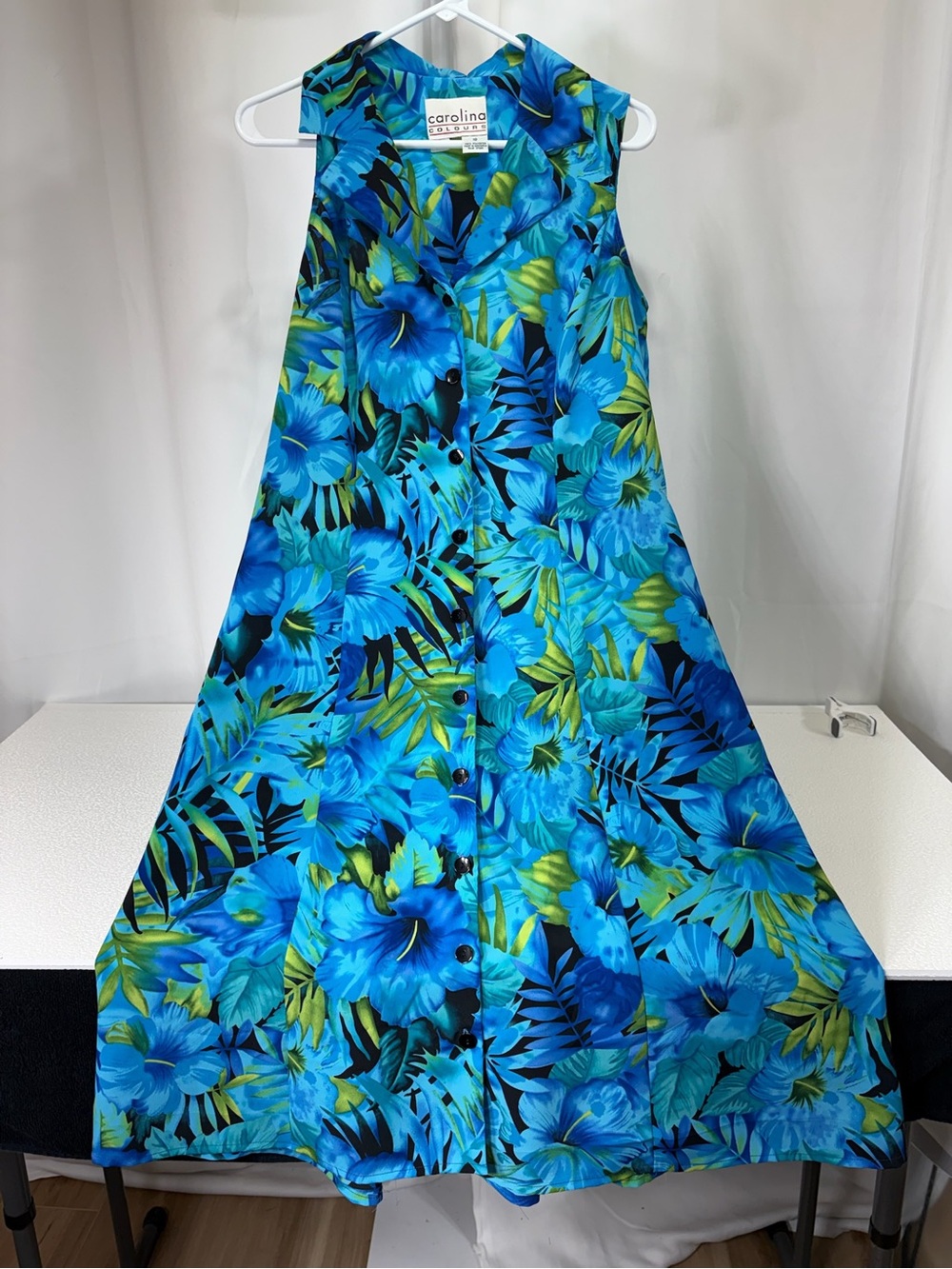 Carolina Blue Floral Button-Front Midi Dress 3965